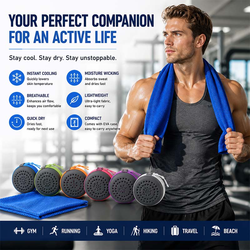 Pilates Yoga Towel - Handuk Pendingin Instan dengan Kotak EVA,